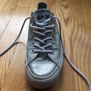 Converse All Star Silver Sparkly Low Tops